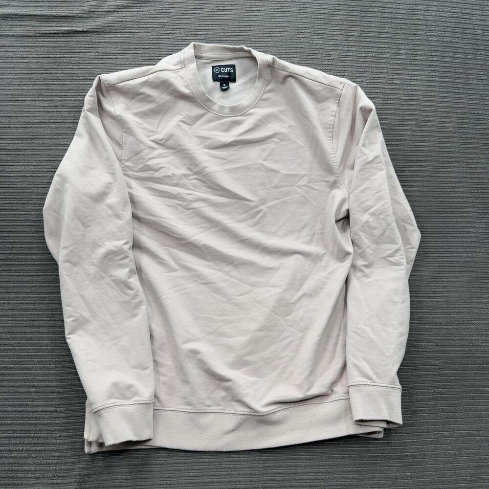 Cuts Split-Hem Sweater Mens Medium Pink Hyperloop Crewneck Pullover Casual